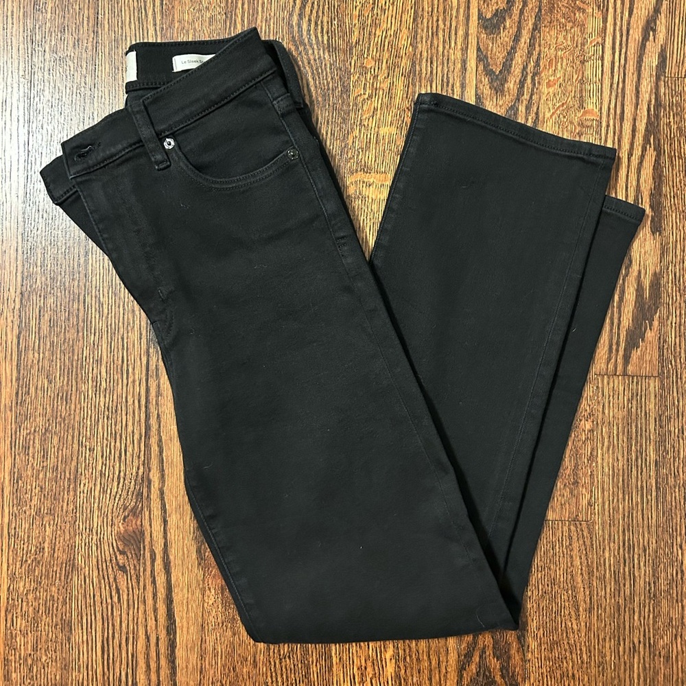Frame Denim Le Sleek Straight, Black, Size 26